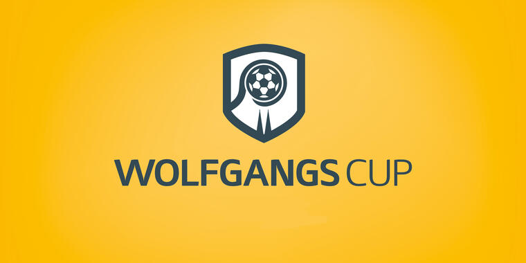 Fußballlogo auf gelbem Hintergrund zum Wolfgangcup
