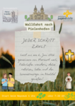 Ein Flyer mit einem Abrisszettel auf Naturhintergrund. Werbung für eine Wallfahrt