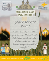 Ein Flyer mit einem Abrisszettel auf Naturhintergrund. Werbung für eine Wallfahrt