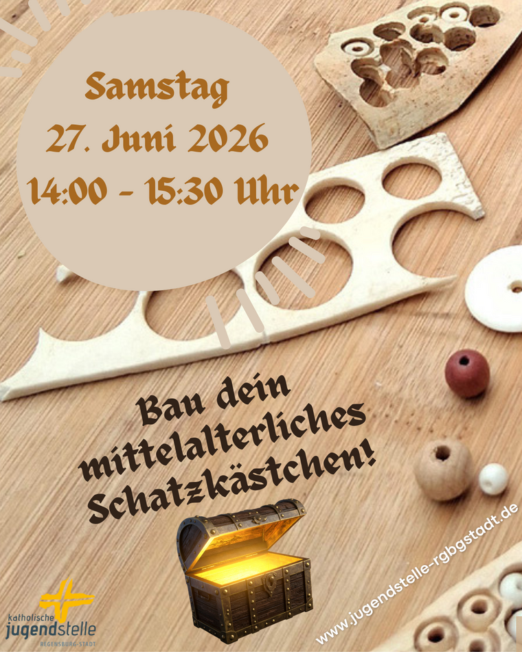 Einladungsflyer zu einem Kreativworkshop mit Thema Mittelalter