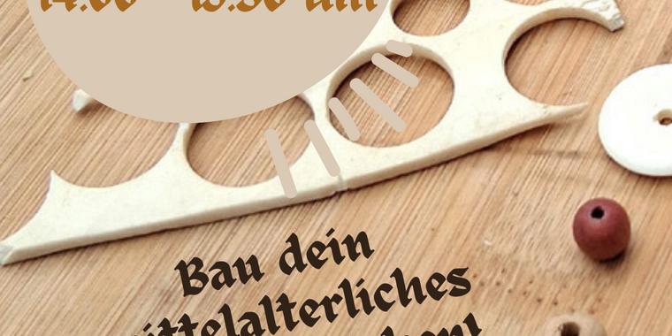 Einladungsflyer zu einem Kreativworkshop mit Thema Mittelalter