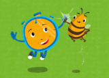 grünes Logo mit Biene