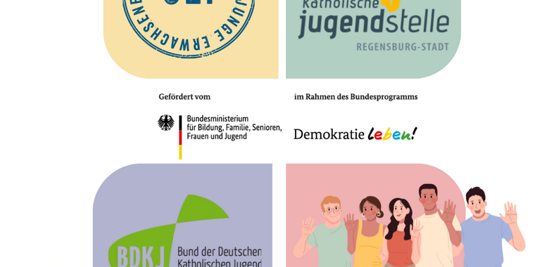 Bunte Logos zu einer Veranstaltung auf weißem Hintergrund