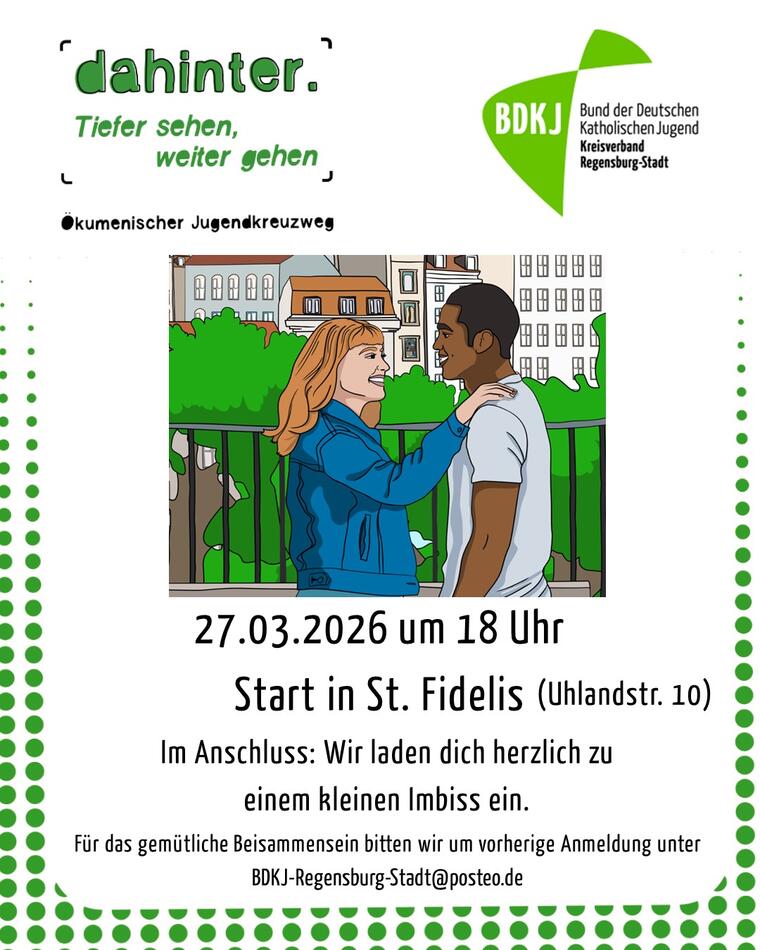 Ein Mann und eine Frau Arm in Arm. Einladung zum Ökumenischen Jugendkreuzweg