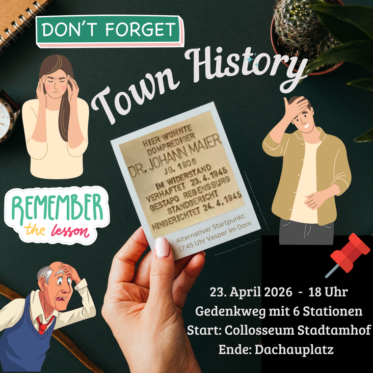 Werbeflyer für den Gedenkmarsch zur Erinnerung an die Opfer des Faschismus am 23.April 2026 in Regensburg